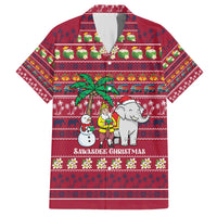 Thailand Christmas Family Matching Off The Shoulder Long Sleeve Dress and Hawaiian Shirt with Santa Elephant Snowman Palm Tree and Sawasdee Holiday - Wonder Print Shop