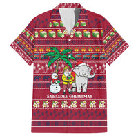 Thailand Christmas Family Matching Off Shoulder Maxi Dress and Hawaiian Shirt with Santa Elephant Snowman Palm Tree and Sawasdee Holiday - Wonder Print Shop