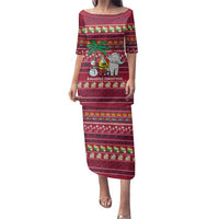 Thailand Christmas Family Matching Puletasi and Hawaiian Shirt with Santa Elephant Snowman Palm Tree and Sawasdee Holiday - Wonder Print Shop