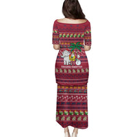 Thailand Christmas Family Matching Puletasi and Hawaiian Shirt with Santa Elephant Snowman Palm Tree and Sawasdee Holiday - Wonder Print Shop