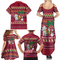 Thailand Christmas Family Matching Summer Maxi Dress and Hawaiian Shirt with Santa Elephant Snowman Palm Tree and Sawasdee Holiday - Wonder Print Shop