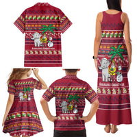 Thailand Christmas Family Matching Tank Maxi Dress and Hawaiian Shirt with Santa Elephant Snowman Palm Tree and Sawasdee Holiday - Wonder Print Shop