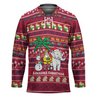 Thailand Christmas Hockey Jersey with Santa Elephant Snowman Palm Tree and Sawasdee Holiday - Wonder Print Shop
