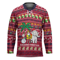 Thailand Christmas Hockey Jersey with Santa Elephant Snowman Palm Tree and Sawasdee Holiday - Wonder Print Shop