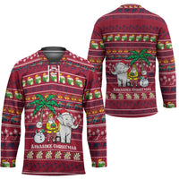 Thailand Christmas Hockey Jersey with Santa Elephant Snowman Palm Tree and Sawasdee Holiday - Wonder Print Shop