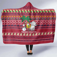 Thailand Christmas Hooded Blanket with Santa Elephant Snowman Palm Tree and Sawasdee Holiday - Wonder Print Shop