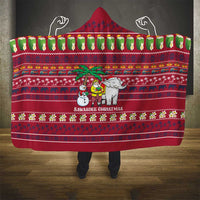 Thailand Christmas Hooded Blanket with Santa Elephant Snowman Palm Tree and Sawasdee Holiday - Wonder Print Shop