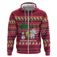Thailand Christmas Hoodie with Santa Elephant Snowman Palm Tree and Sawasdee Holiday - Wonder Print Shop