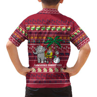 Thailand Christmas Kid Hawaiian Shirt with Santa Elephant Snowman Palm Tree and Sawasdee Holiday - Wonder Print Shop