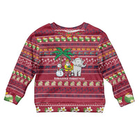 Thailand Christmas Kid Ugly Christmas Sweater with Santa Elephant Snowman Palm Tree and Sawasdee Holiday - Wonder Print Shop