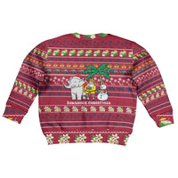 Thailand Christmas Kid Ugly Christmas Sweater with Santa Elephant Snowman Palm Tree and Sawasdee Holiday - Wonder Print Shop