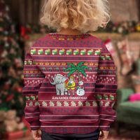Thailand Christmas Kid Ugly Christmas Sweater with Santa Elephant Snowman Palm Tree and Sawasdee Holiday - Wonder Print Shop