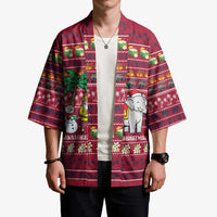 Thailand Christmas Kimono with Santa Elephant Snowman Palm Tree and Sawasdee Holiday - Wonder Print Shop