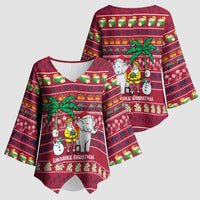 Thailand Christmas Kimono Sleeve Blouse with Santa Elephant Snowman Palm Tree and Sawasdee Holiday - Wonder Print Shop