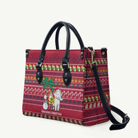 Thailand Christmas Leather Bag with Santa Elephant Snowman Palm Tree and Sawasdee Holiday - Wonder Print Shop