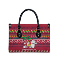 Thailand Christmas Leather Bag with Santa Elephant Snowman Palm Tree and Sawasdee Holiday - Wonder Print Shop