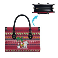 Thailand Christmas Leather Bag with Santa Elephant Snowman Palm Tree and Sawasdee Holiday - Wonder Print Shop