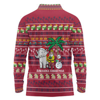 Thailand Christmas Long Sleeve Polo Shirt with Santa Elephant Snowman Palm Tree and Sawasdee Holiday - Wonder Print Shop