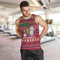 Thailand Christmas Men Tank Top with Santa Elephant Snowman Palm Tree and Sawasdee Holiday - Wonder Print Shop