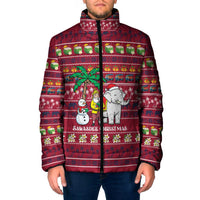 Thailand Christmas Padded Jacket with Santa Elephant Snowman Palm Tree and Sawasdee Holiday - Wonder Print Shop