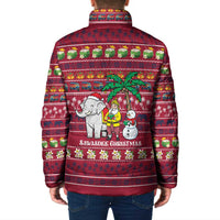 Thailand Christmas Padded Jacket with Santa Elephant Snowman Palm Tree and Sawasdee Holiday - Wonder Print Shop