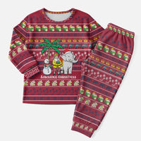 Thailand Christmas Pajama Set with Santa Elephant Snowman Palm Tree and Sawasdee Holiday - Wonder Print Shop