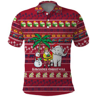 Thailand Christmas Polo Shirt with Santa Elephant Snowman Palm Tree and Sawasdee Holiday - Wonder Print Shop