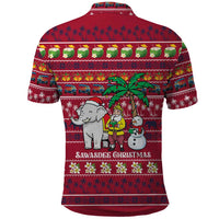 Thailand Christmas Polo Shirt with Santa Elephant Snowman Palm Tree and Sawasdee Holiday - Wonder Print Shop