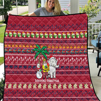 Thailand Christmas Quilt with Santa Elephant Snowman Palm Tree and Sawasdee Holiday - Wonder Print Shop