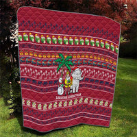 Thailand Christmas Quilt with Santa Elephant Snowman Palm Tree and Sawasdee Holiday - Wonder Print Shop