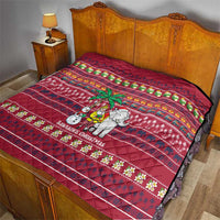 Thailand Christmas Quilt with Santa Elephant Snowman Palm Tree and Sawasdee Holiday - Wonder Print Shop