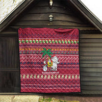 Thailand Christmas Quilt with Santa Elephant Snowman Palm Tree and Sawasdee Holiday - Wonder Print Shop
