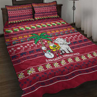Thailand Christmas Quilt Bed Set with Santa Elephant Snowman Palm Tree and Sawasdee Holiday - Wonder Print Shop