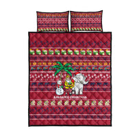 Thailand Christmas Quilt Bed Set with Santa Elephant Snowman Palm Tree and Sawasdee Holiday - Wonder Print Shop