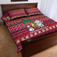 Thailand Christmas Quilt Bed Set with Santa Elephant Snowman Palm Tree and Sawasdee Holiday - Wonder Print Shop