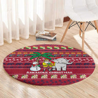 Thailand Christmas Round Carpet with Santa Elephant Snowman Palm Tree and Sawasdee Holiday - Wonder Print Shop