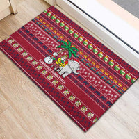 Thailand Christmas Rubber Doormat with Santa Elephant Snowman Palm Tree and Sawasdee Holiday - Wonder Print Shop