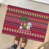 Thailand Christmas Rubber Doormat with Santa Elephant Snowman Palm Tree and Sawasdee Holiday - Wonder Print Shop
