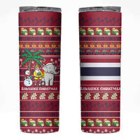 Thailand Christmas Skinny Tumbler with Santa Elephant Snowman Palm Tree and Sawasdee Holiday - Wonder Print Shop