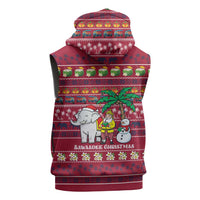 Thailand Christmas Sleeveless Hoodie with Santa Elephant Snowman Palm Tree and Sawasdee Holiday - Wonder Print Shop