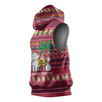 Thailand Christmas Sleeveless Hoodie with Santa Elephant Snowman Palm Tree and Sawasdee Holiday - Wonder Print Shop