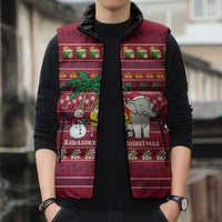 Thailand Christmas Sleeveless Puffer Jacket with Santa Elephant Snowman Palm Tree and Sawasdee Holiday - Wonder Print Shop