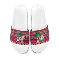 Thailand Christmas Slide Sandals with Santa Elephant Snowman Palm Tree and Sawasdee Holiday - Wonder Print Shop