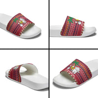 Thailand Christmas Slide Sandals with Santa Elephant Snowman Palm Tree and Sawasdee Holiday - Wonder Print Shop