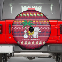 Thailand Christmas Spare Tire Cover with Santa Elephant Snowman Palm Tree and Sawasdee Holiday - Wonder Print Shop