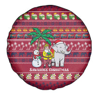Thailand Christmas Spare Tire Cover with Santa Elephant Snowman Palm Tree and Sawasdee Holiday - Wonder Print Shop
