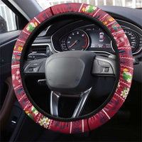 Thailand Christmas Steering Wheel Cover with Santa Elephant Snowman Palm Tree and Sawasdee Holiday - Wonder Print Shop