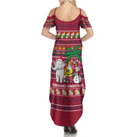 Thailand Christmas Summer Maxi Dress with Santa Elephant Snowman Palm Tree and Sawasdee Holiday - Wonder Print Shop