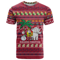 Thailand Christmas T Shirt with Santa Elephant Snowman Palm Tree and Sawasdee Holiday - Wonder Print Shop