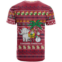 Thailand Christmas T Shirt with Santa Elephant Snowman Palm Tree and Sawasdee Holiday - Wonder Print Shop